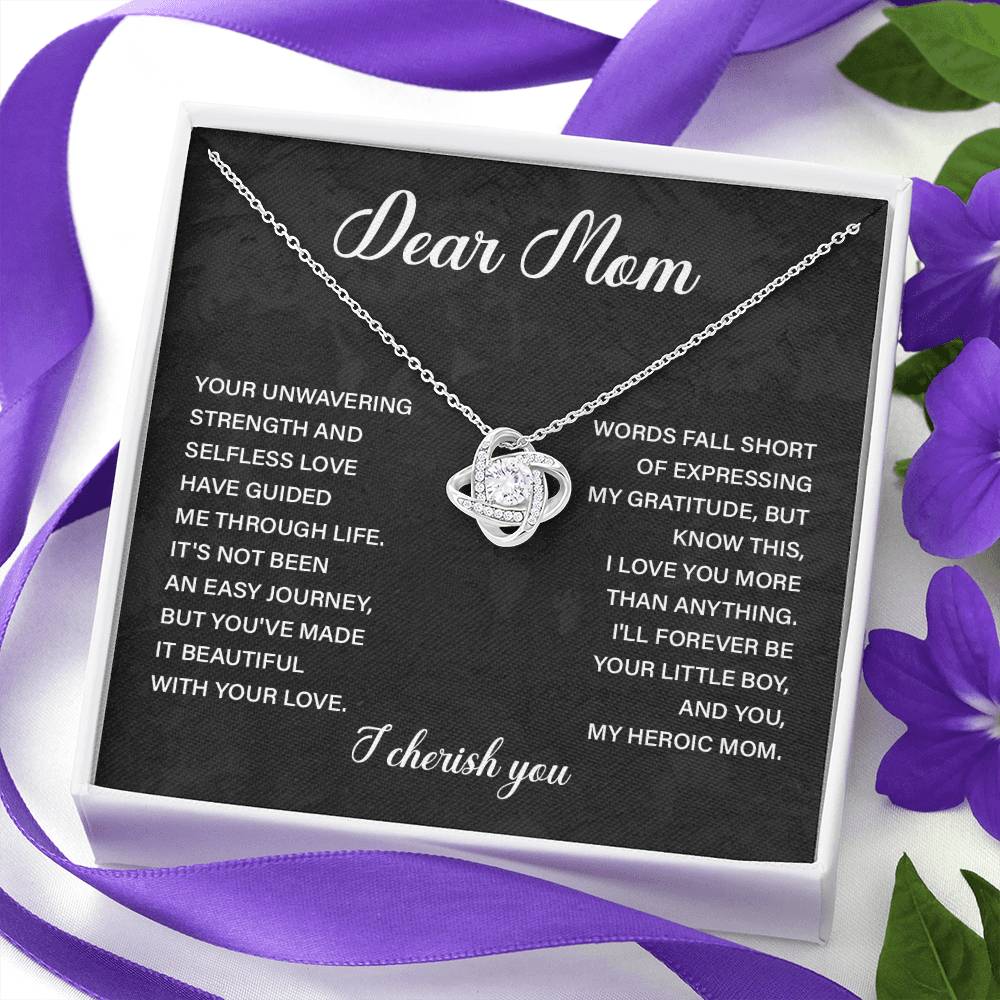 Dear Mom Necklace – From Son to Heroic Mother with Sentimental Card Gift