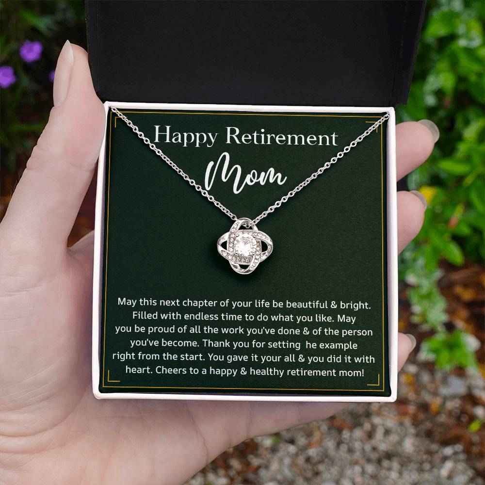 Retirement Necklace Gift for Mom with Heartfelt Message Card