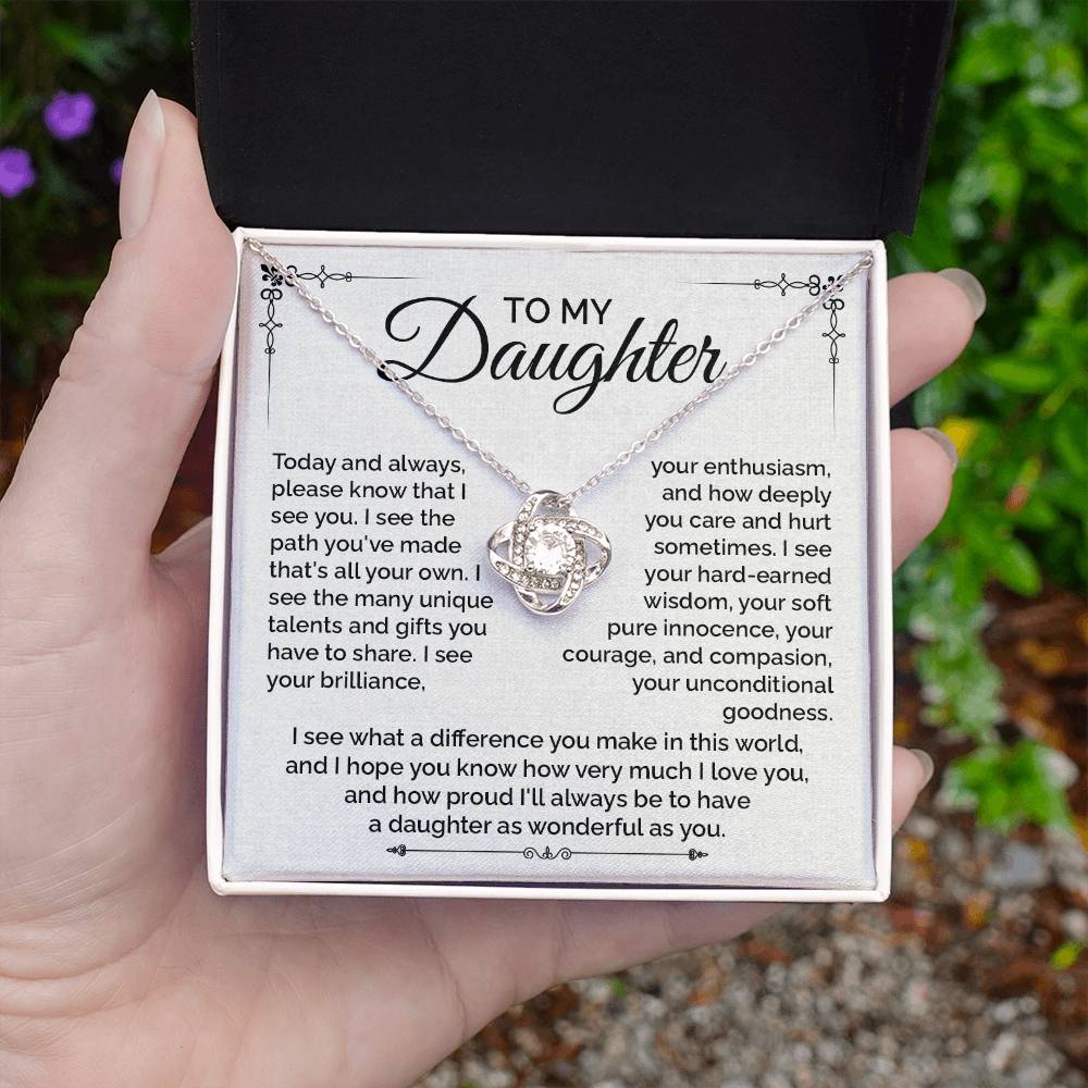 Daughter Gift Necklace with Heartfelt Message of Love