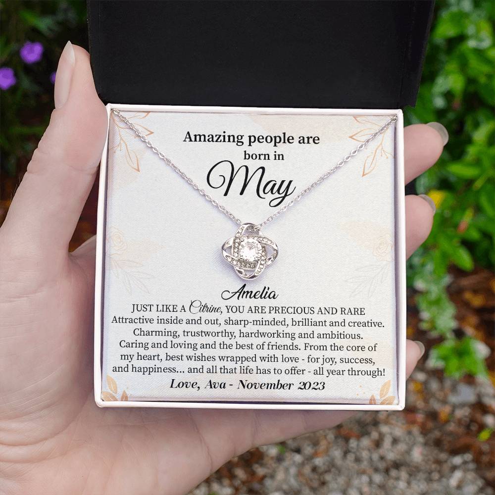 May Birthday Gift for Her – Elegant Necklace with Card