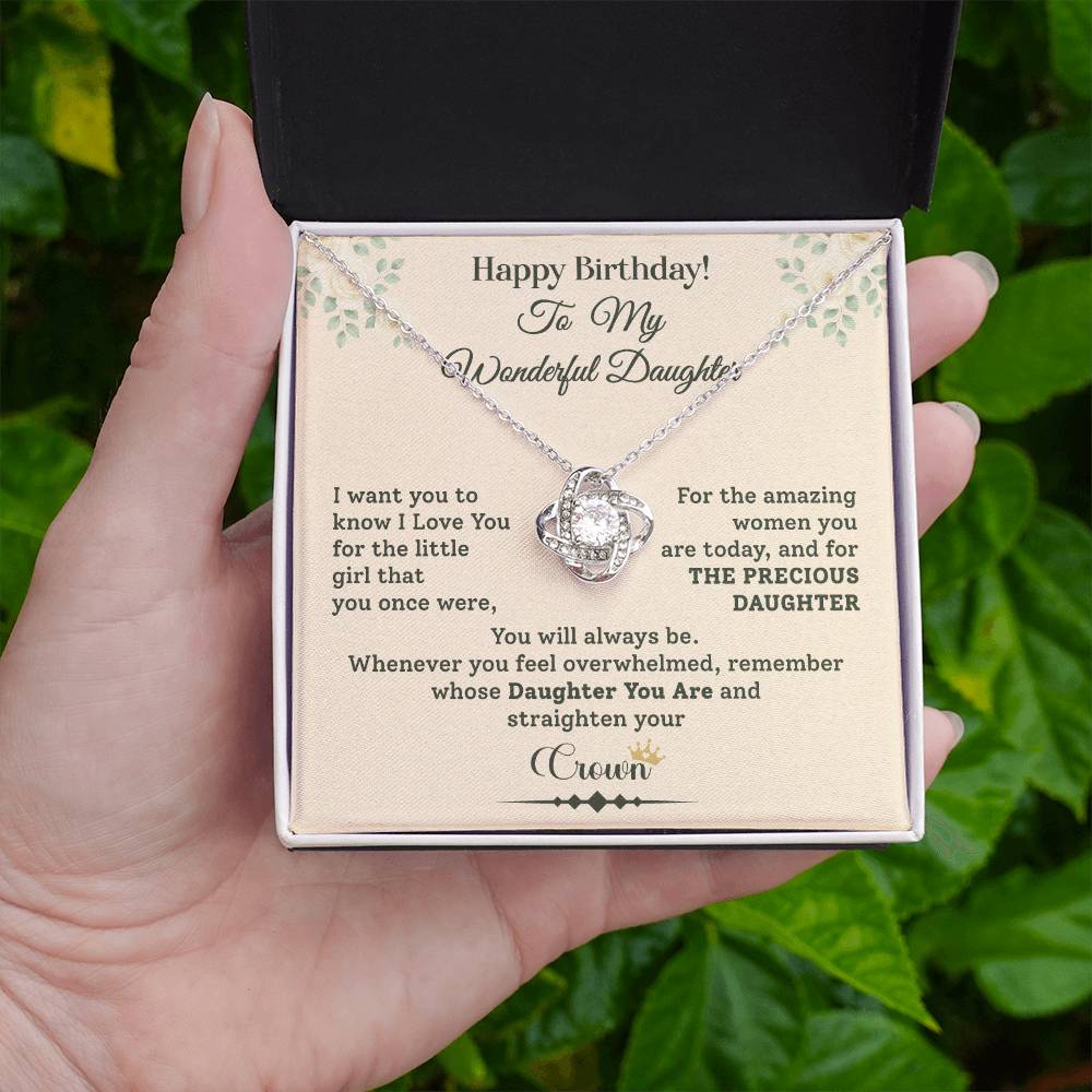 Birthday Necklace Gift for Daughter Crown Message Card