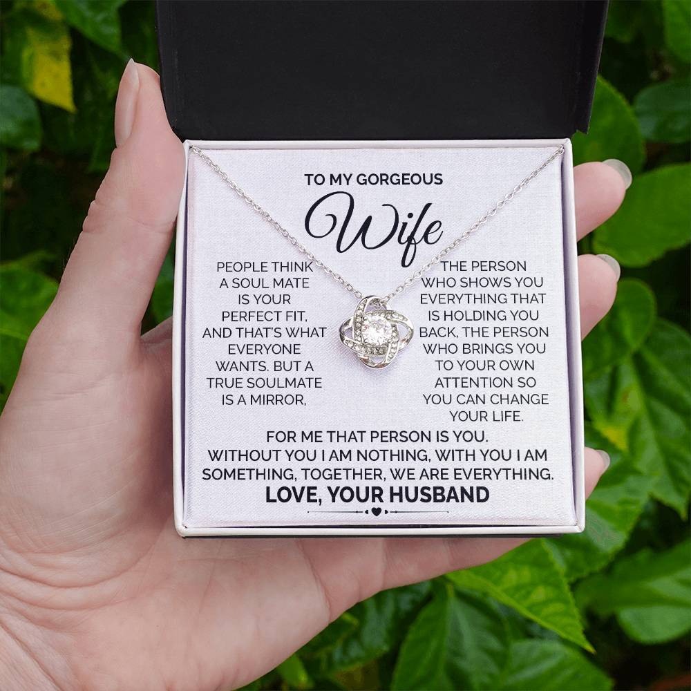 Soulmate Necklace Gift for Gorgeous Wife With Message Card