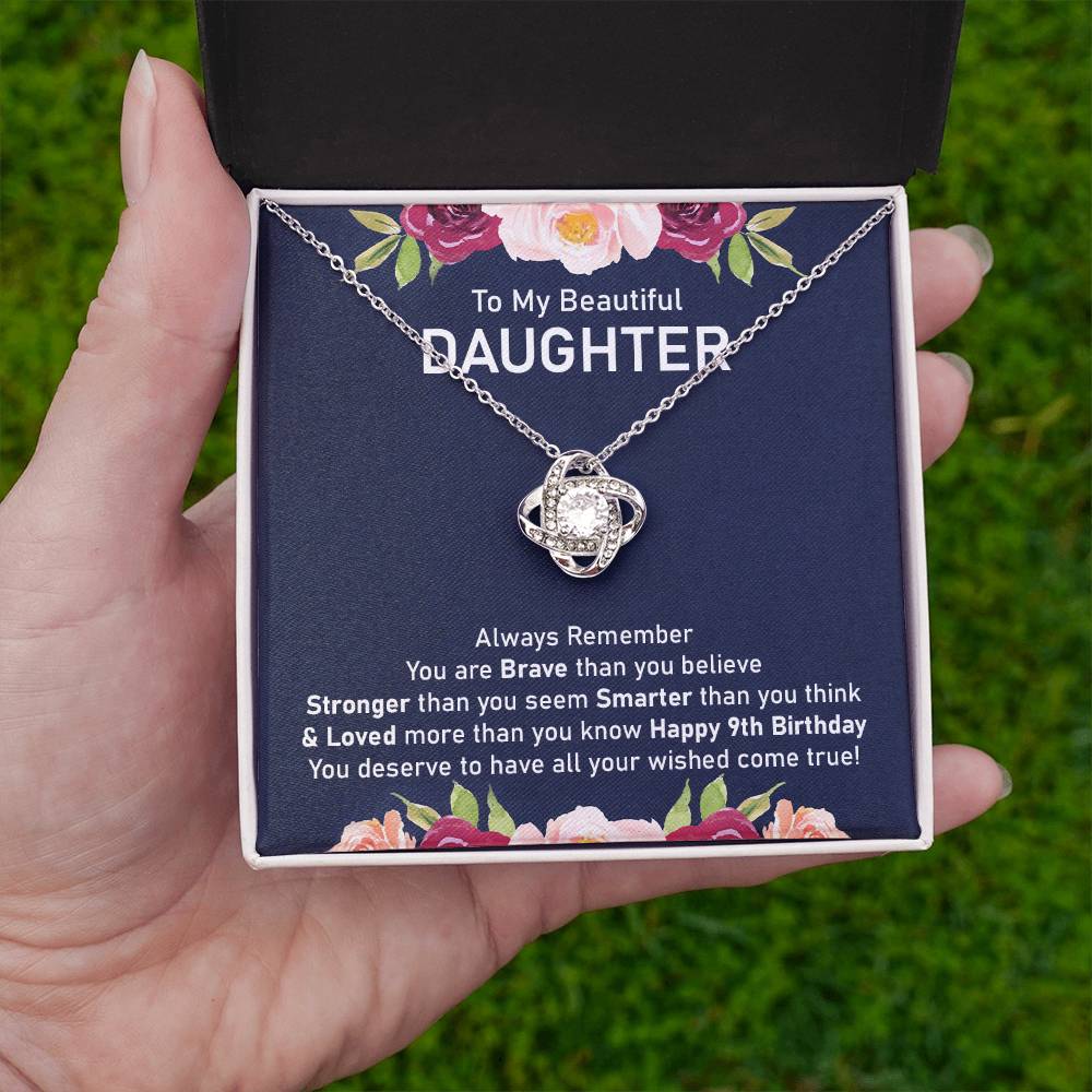 9th Birthday Necklace for Daughter Gift With Message Card
