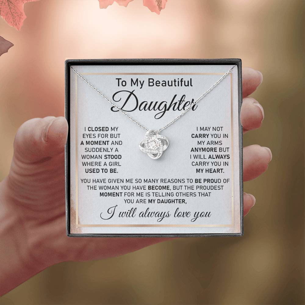 Daughter Necklace Gift with Proud Parent Message