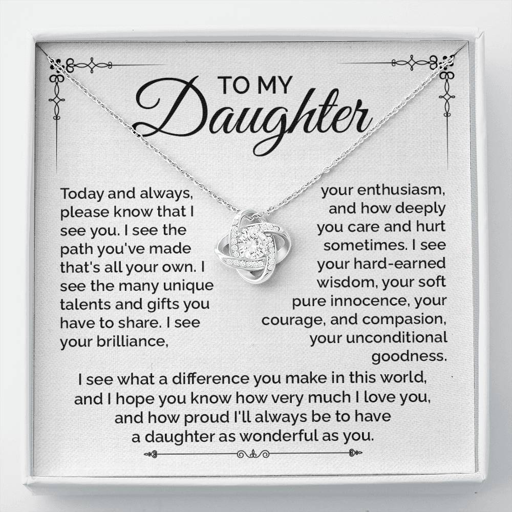 Daughter Gift Necklace with Heartfelt Message of Love