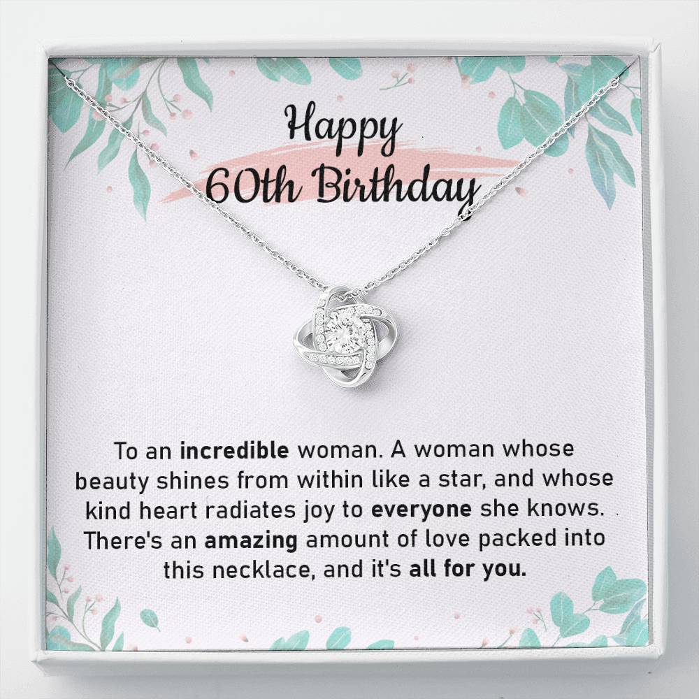 60th Birthday Necklace Gift for Her with Message card