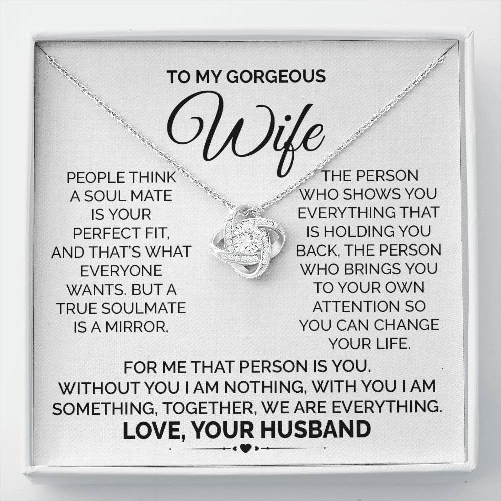 Soulmate Necklace Gift for Gorgeous Wife With Message Card