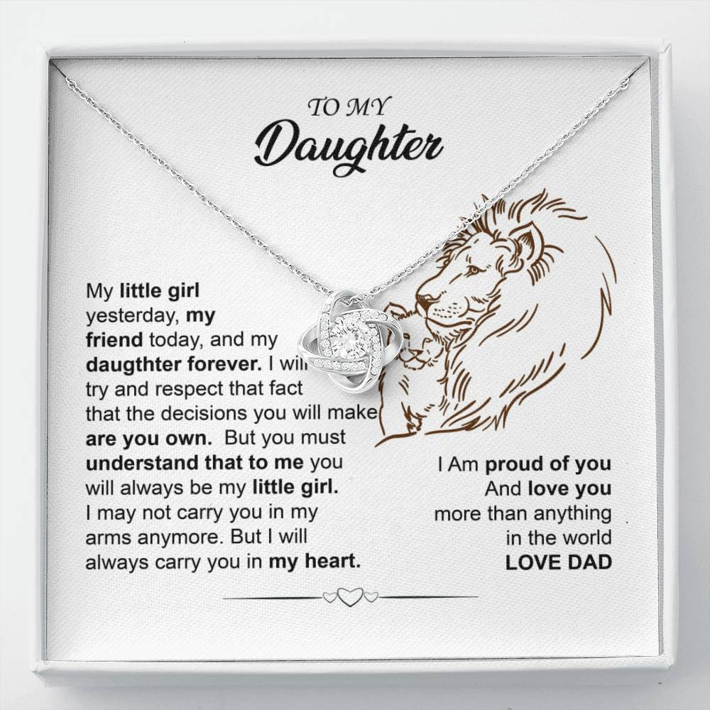 Dad to Daughter Lion Heart Necklace Gift