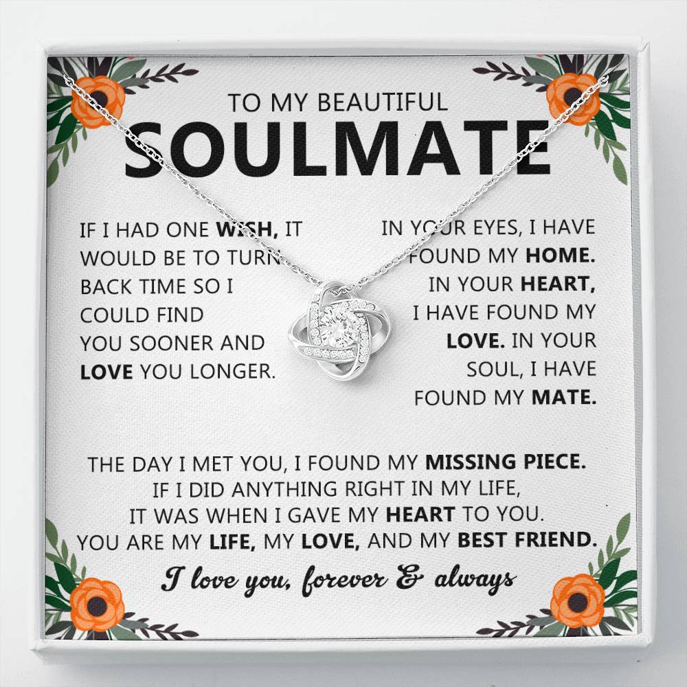 Soulmate Necklace Gift for Women, With Romantic Message Card