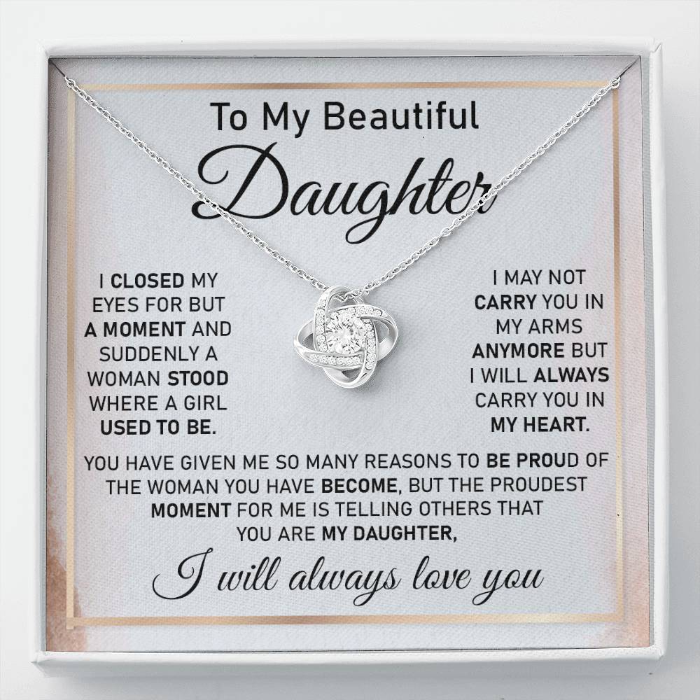Daughter Necklace Gift with Proud Parent Message