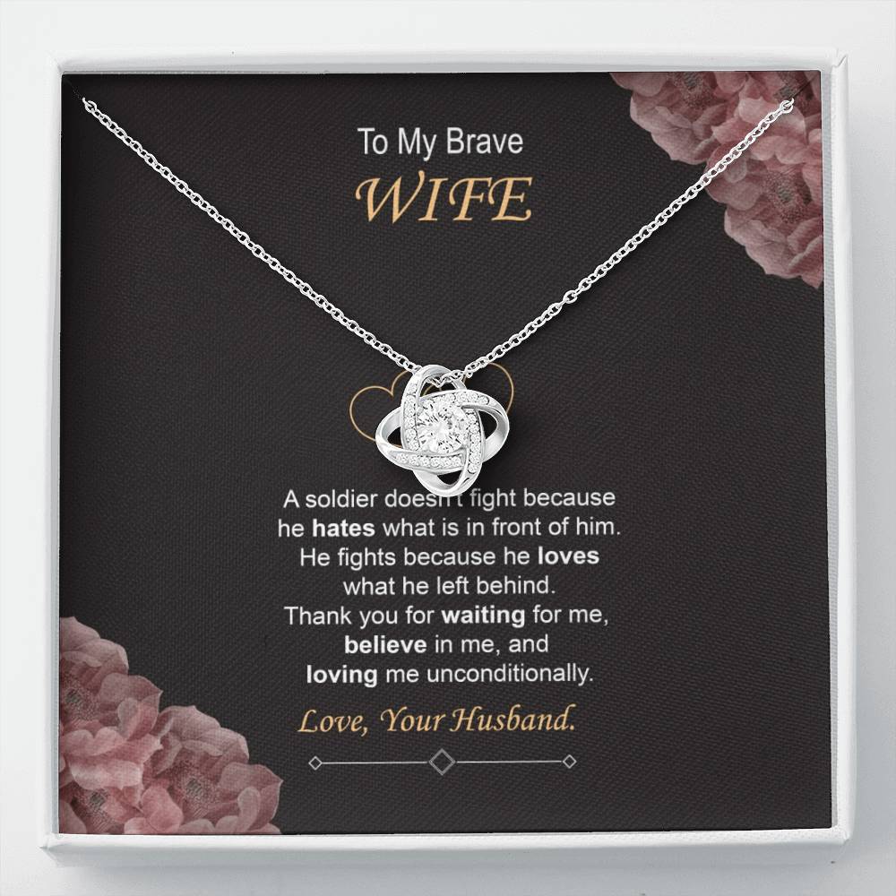 Military Husband to Wife Necklace Gift With Message Card