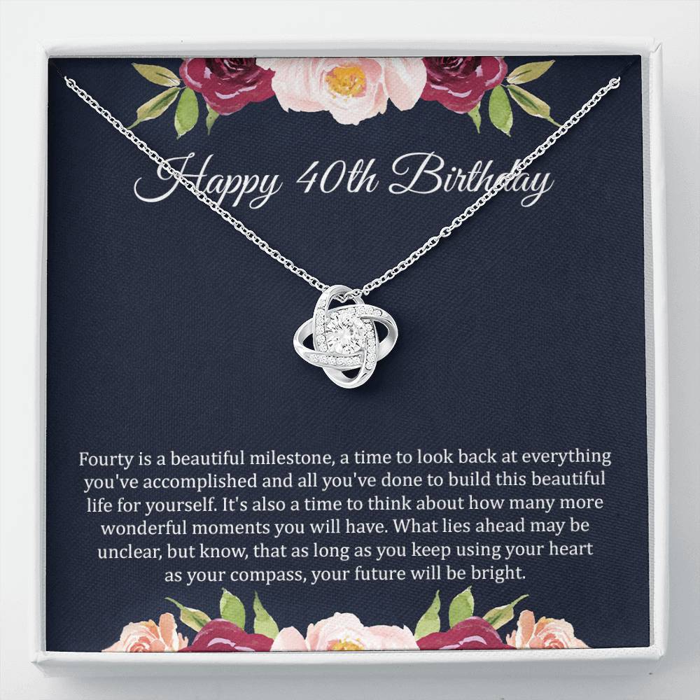 40th Birthday Necklace with Floral Gift Insert