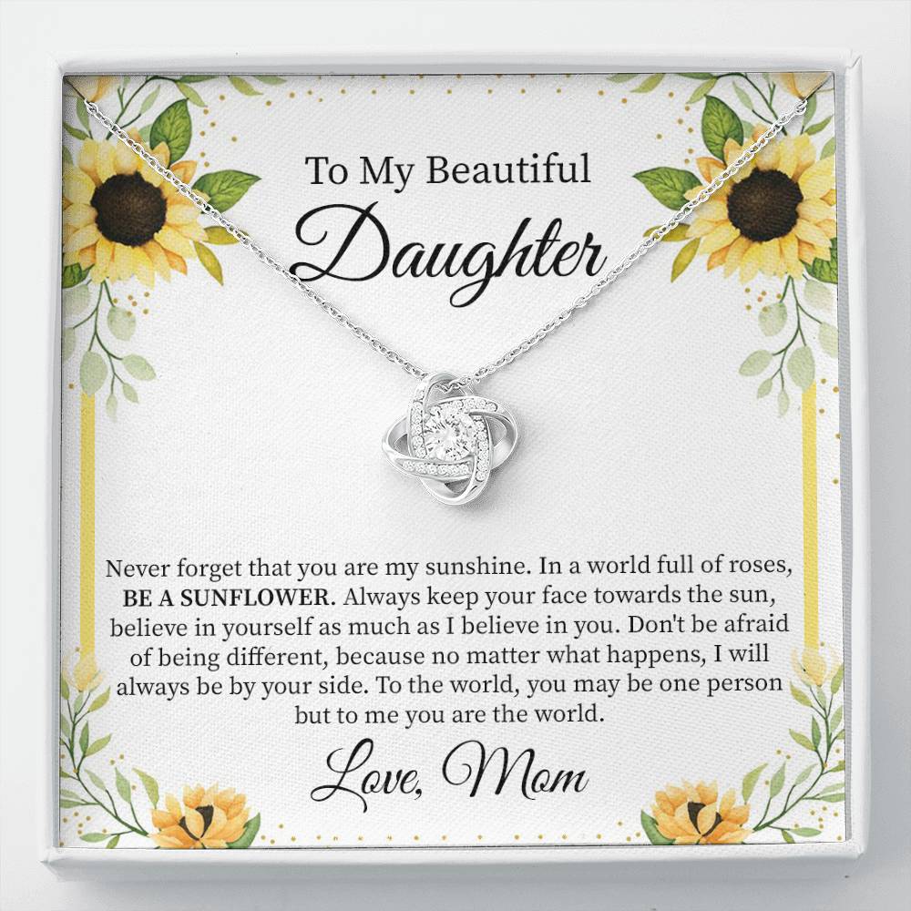 Daughter Necklace Gift from Mom with Sunflower Card