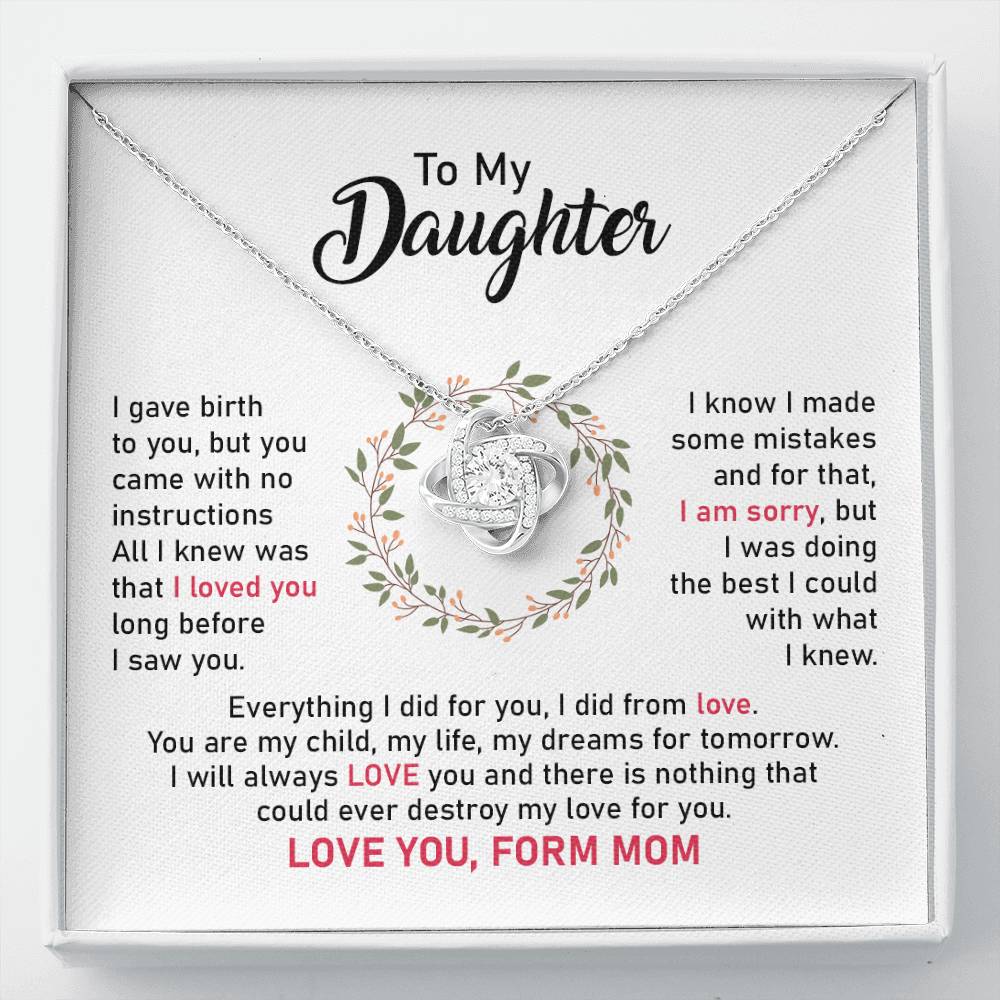 Daughter Necklace from Mom with Apology and Love Message