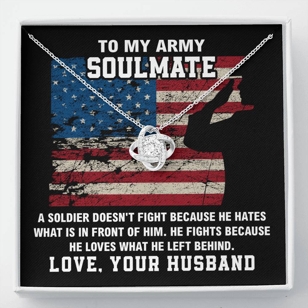 To My Army Soulmate Necklace Gift with Message from Husband