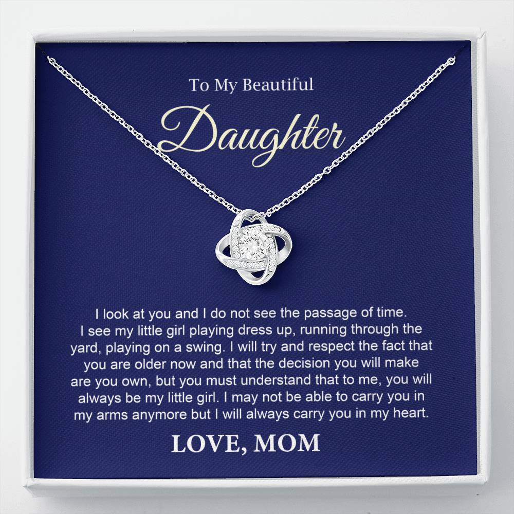 To My Daughter Necklace Gift from Mom with Keepsake Note
