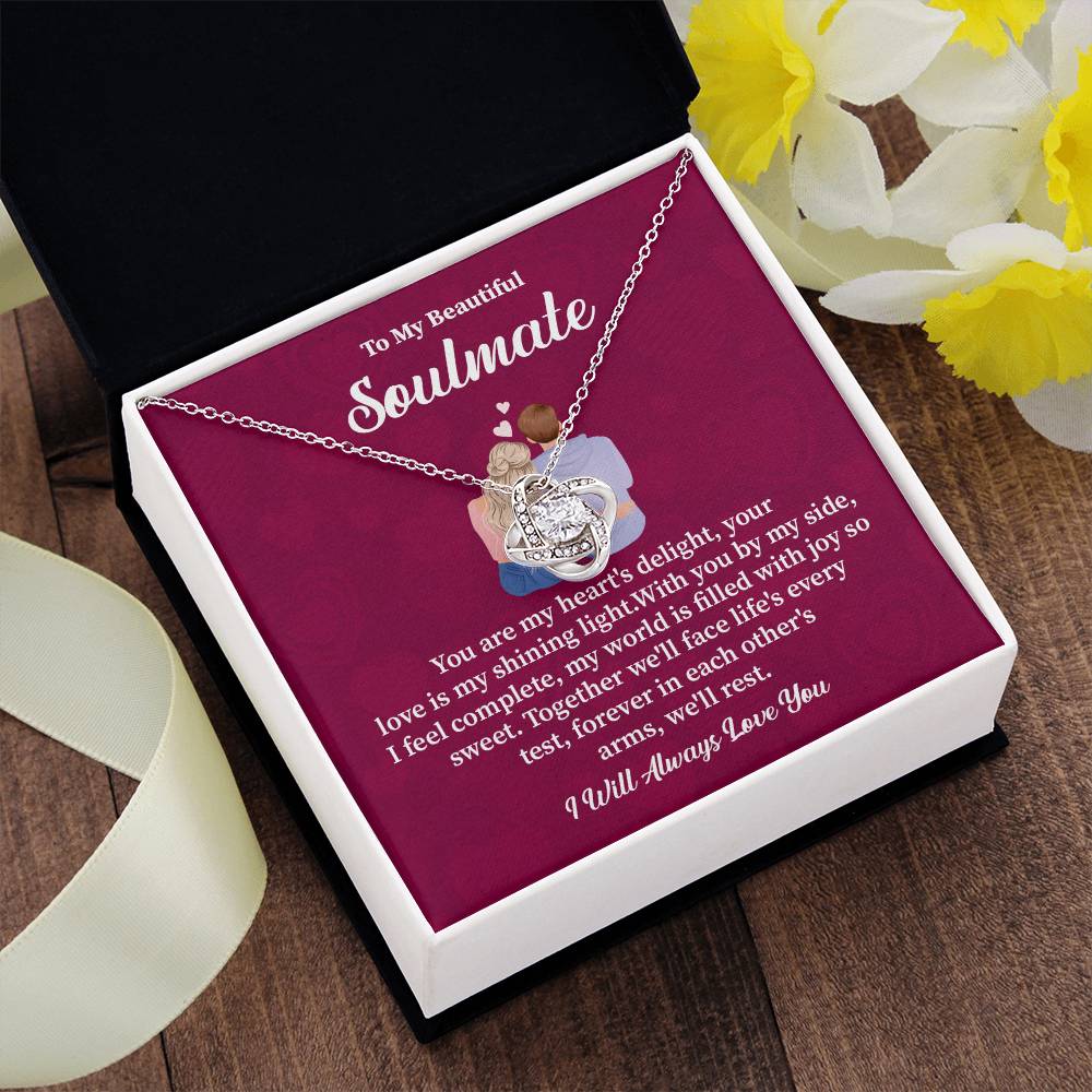 Soulmate Necklace Gift with Romantic Quote Card