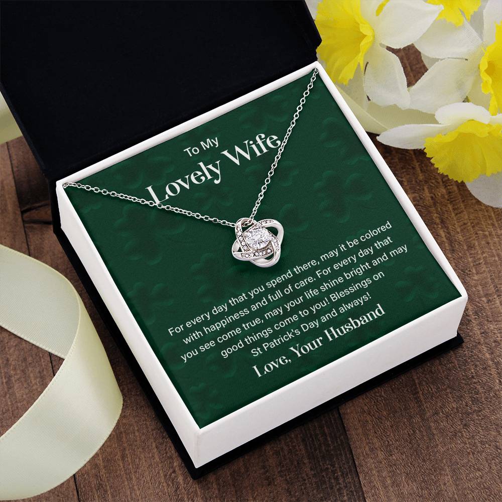 Wife St. Patrick's Day Necklace Gift Box & Card