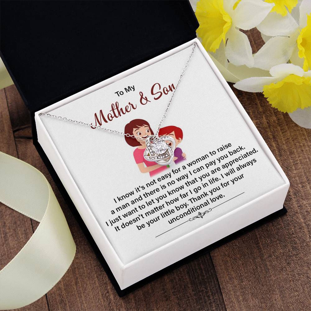 Mother and Son Necklace Gift with Message Card Inside