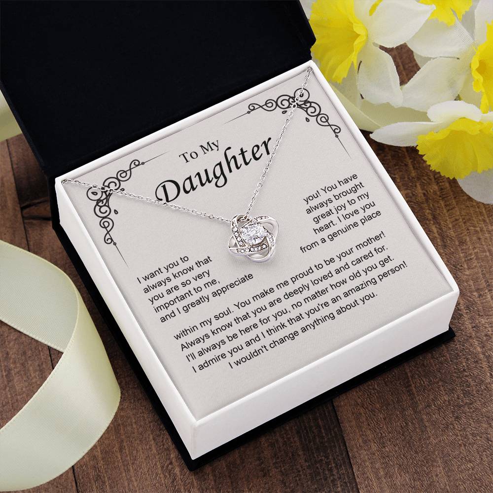 To My Daughter Love Knot Necklace from Mom Gift