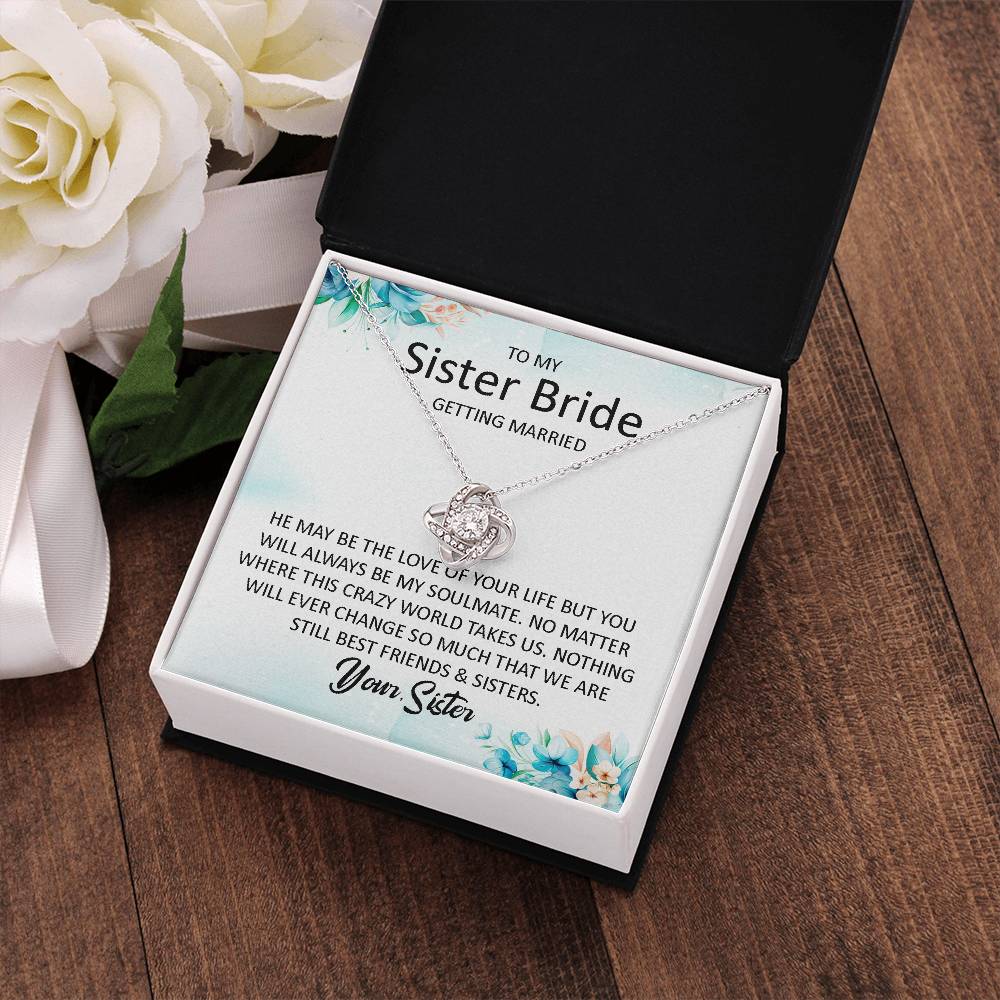 To My Sister Bride Necklace – Wedding Gift With Message Card
