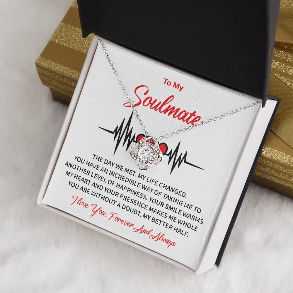 To My Soulmate Love Knot Necklace Gift for Wife