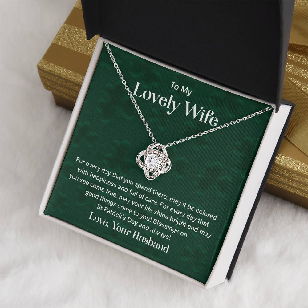 Wife St. Patrick's Day Necklace Gift Box & Card