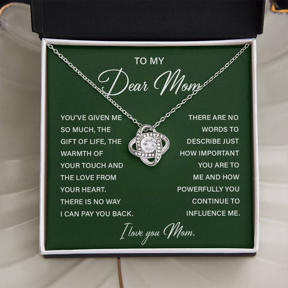 I Love You Mom Necklace with Emotional Gift Note