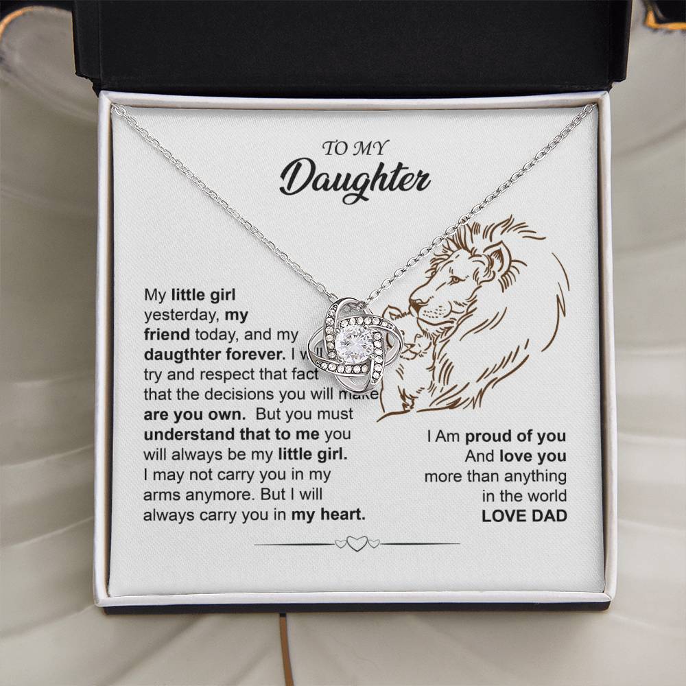 Dad to Daughter Lion Heart Necklace Gift