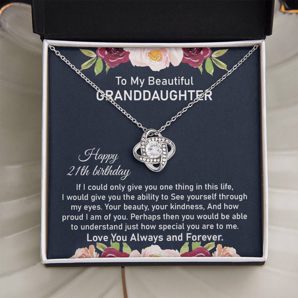 21st Birthday Necklace for Granddaughter With Message Card