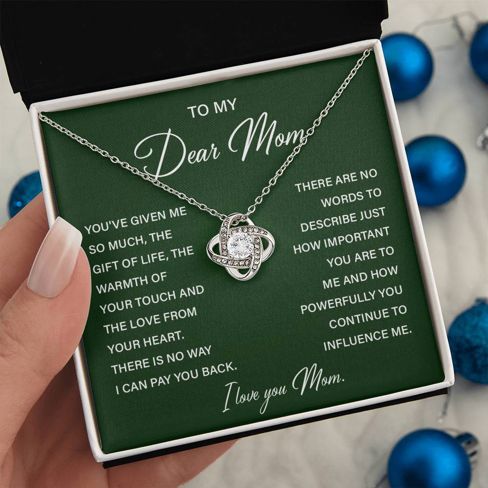 I Love You Mom Necklace with Emotional Gift Note