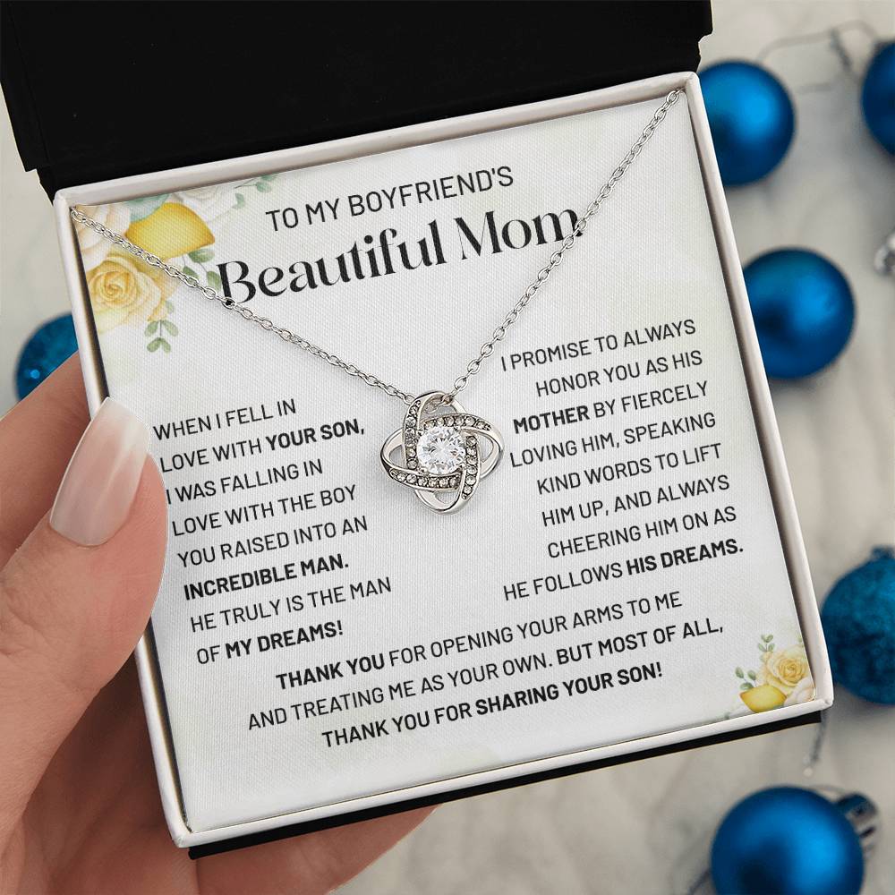 Boyfriend’s Mom Necklace Gift with Message Card