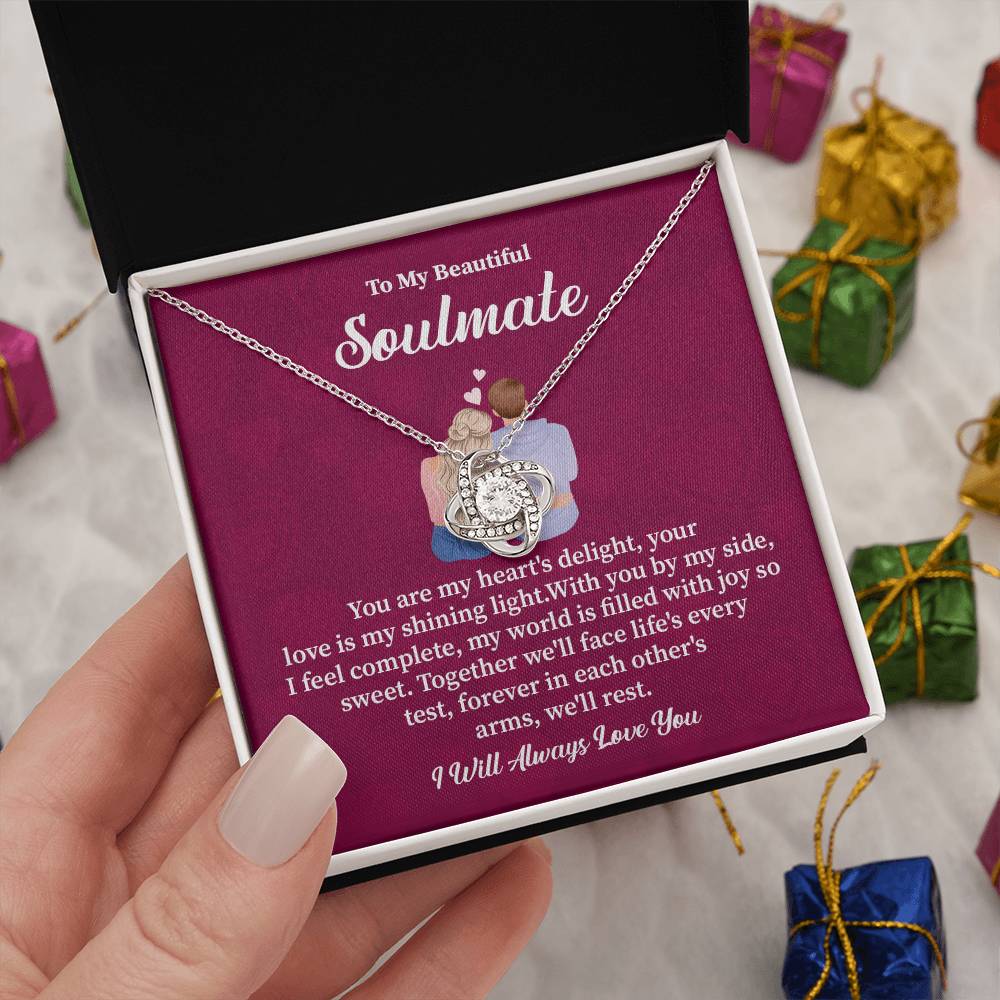 Soulmate Necklace Gift with Romantic Quote Card