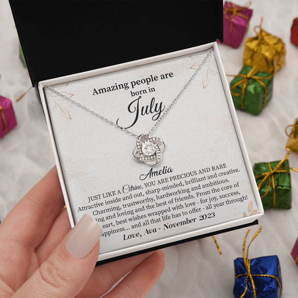 July Birthday Gift for Her – Elegant Necklace with Card