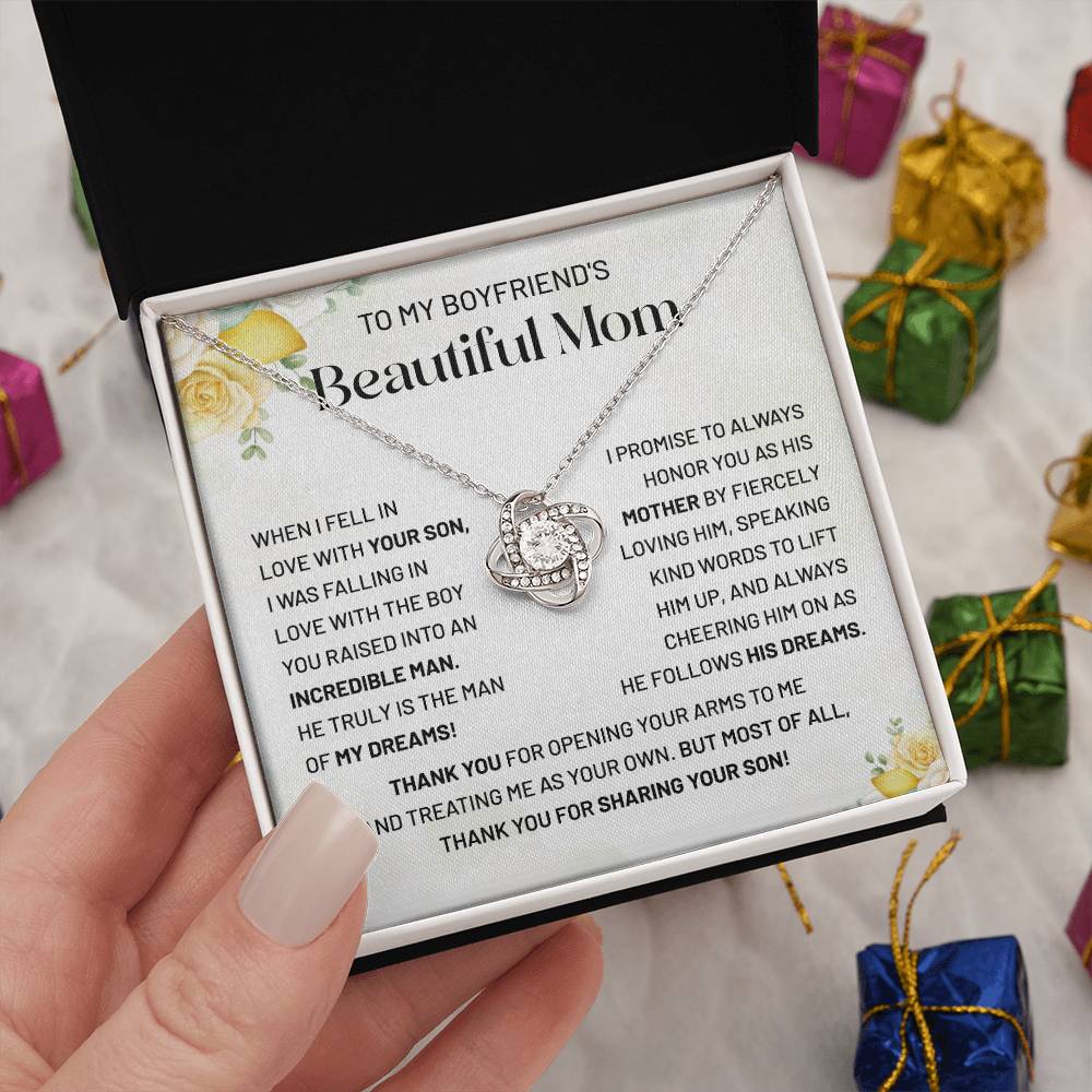 Boyfriend’s Mom Necklace Gift with Message Card