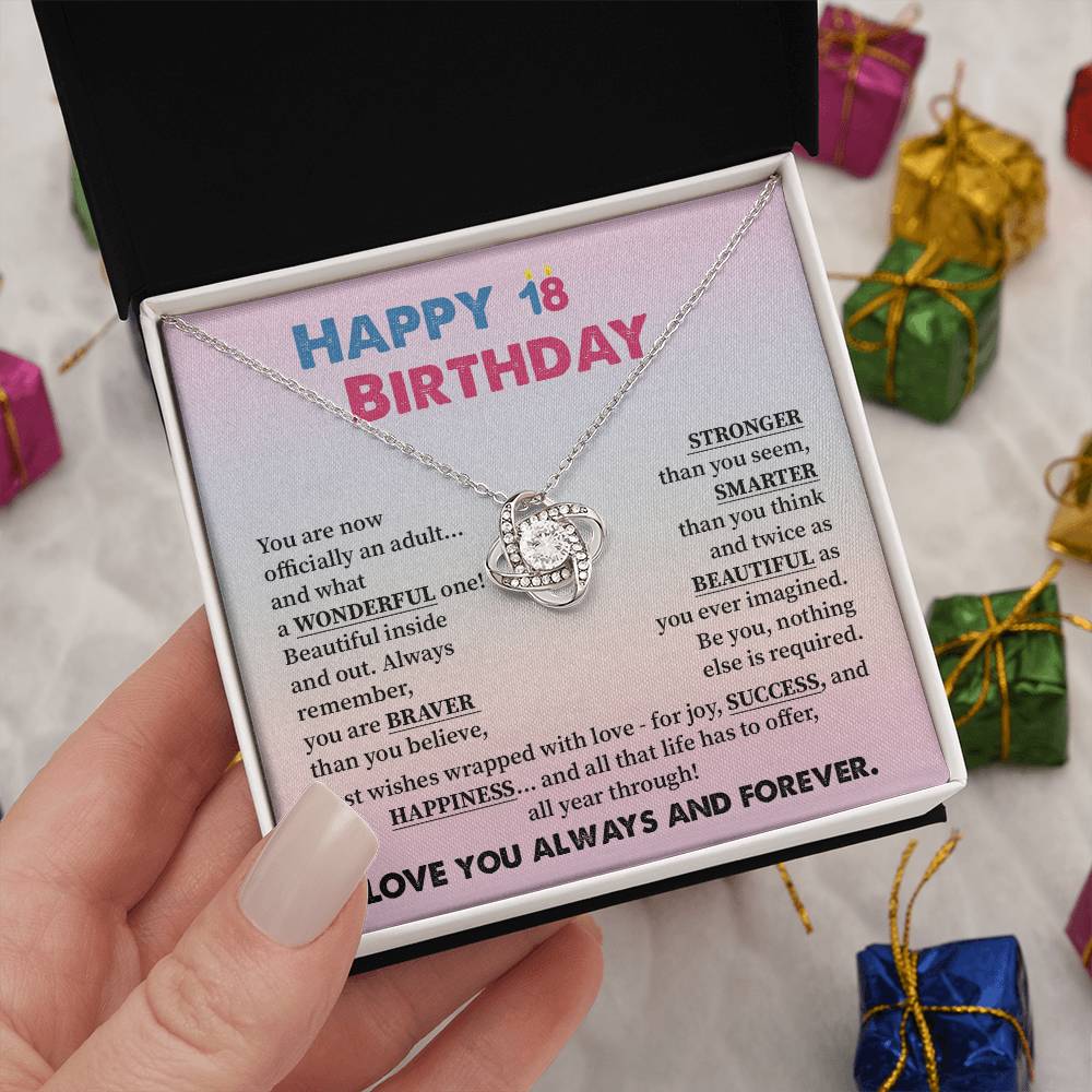 18th Birthday Necklace for Girl – Pastel Message Card Jewelry Gift