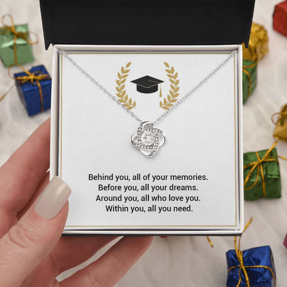 Graduation Necklace Gift with Cap & Laurel Design
