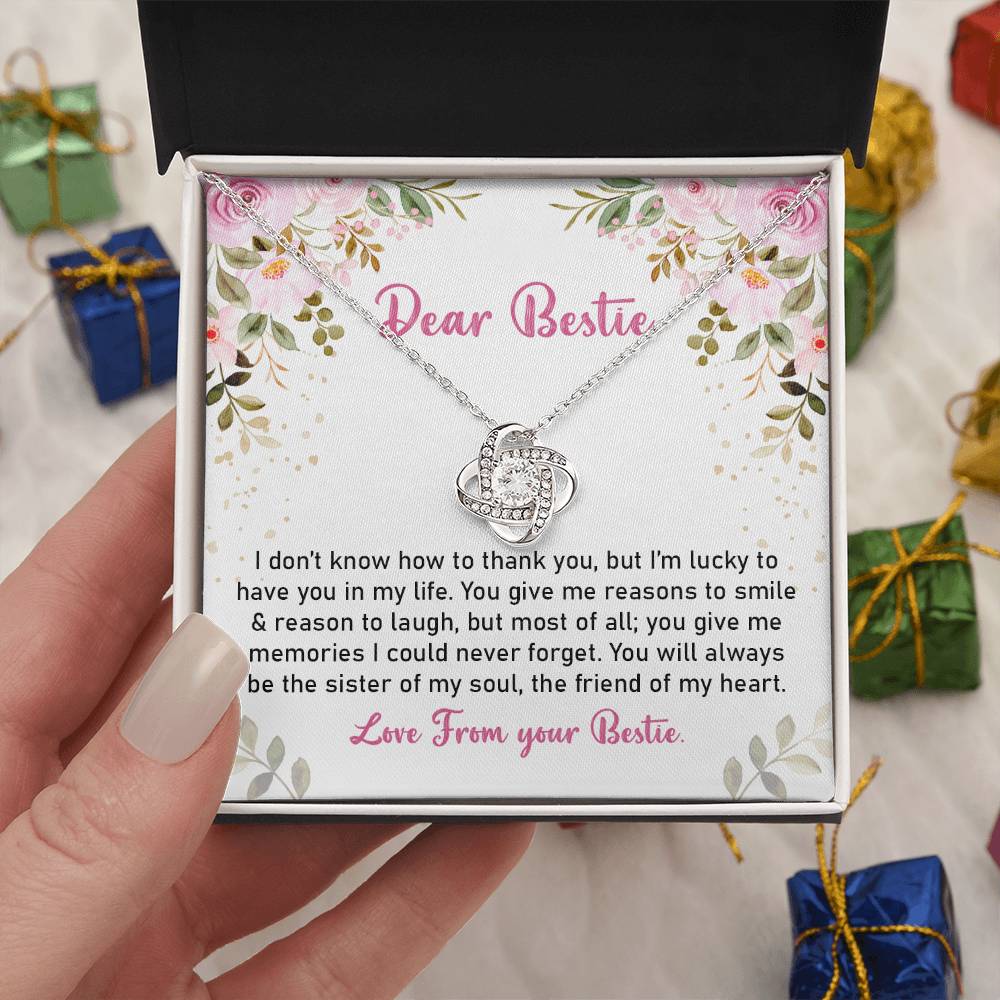 Best Friend Necklace Gift for Her with Floral Message Card from Bestie