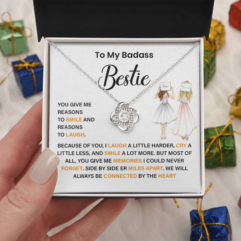 Badass Bestie Necklace Gift with Heartfelt Message Card