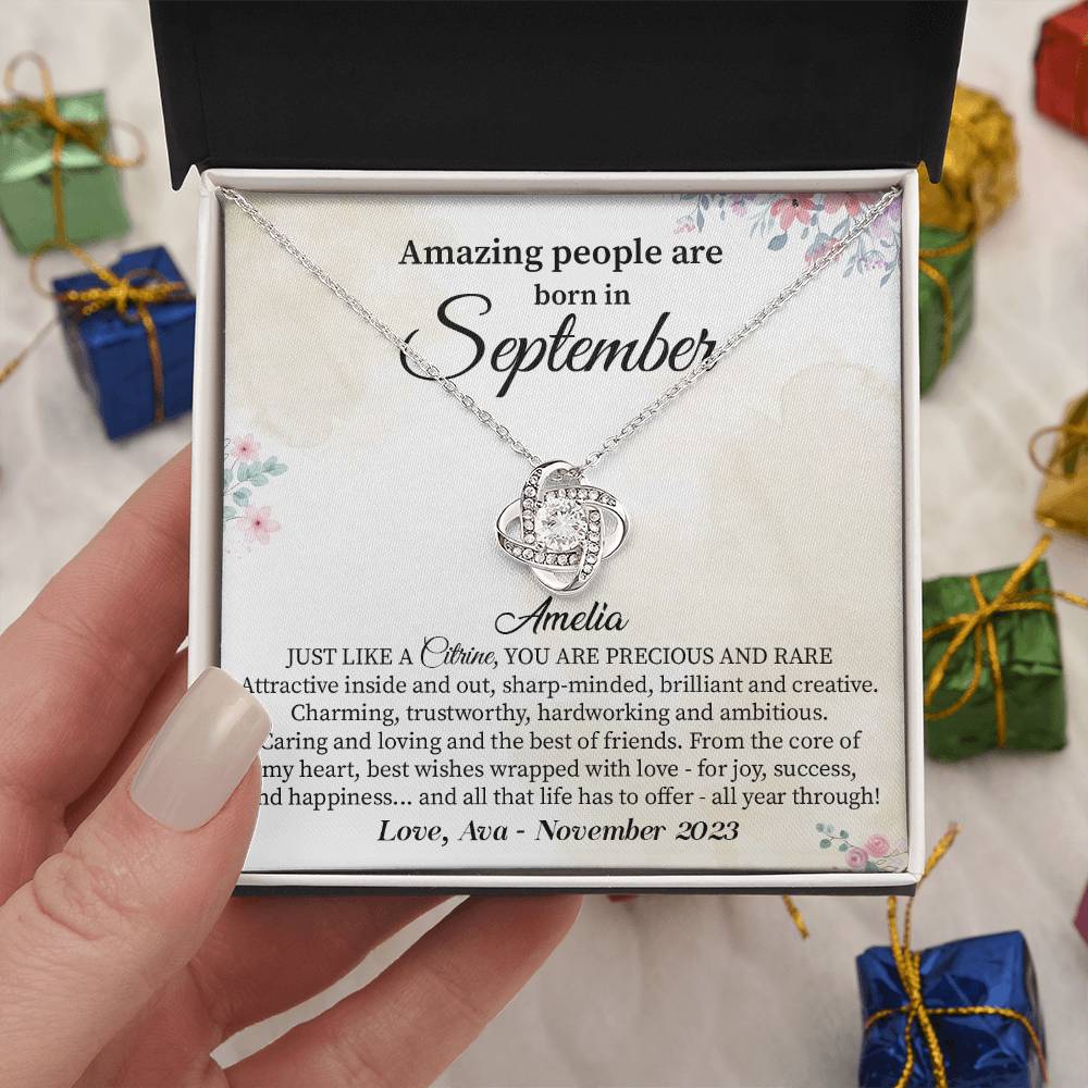 September Birthday Necklace Gift for Her – Citrine-Inspired Jewelry