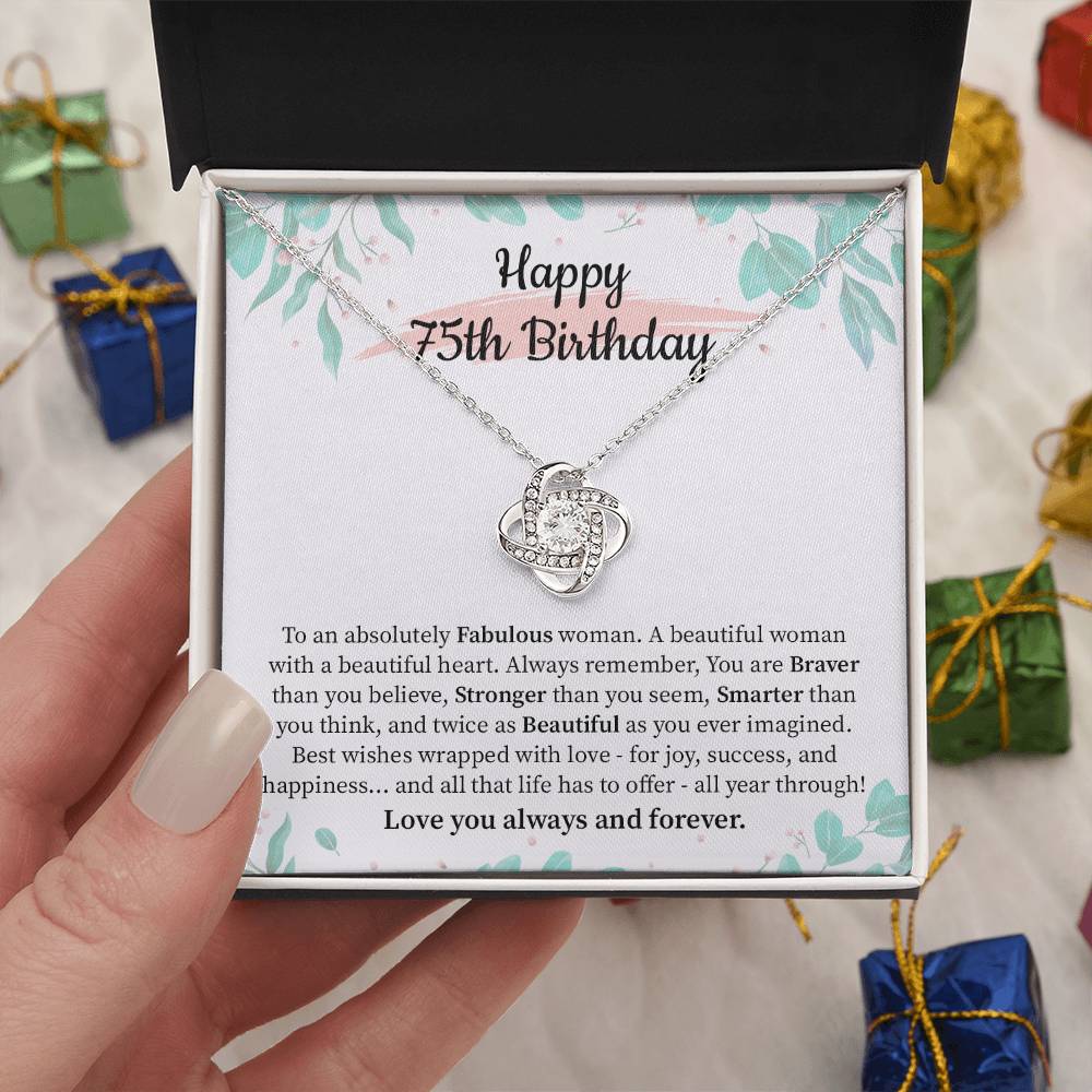 75th Birthday Necklace Gift for Woman with Heartfelt Message