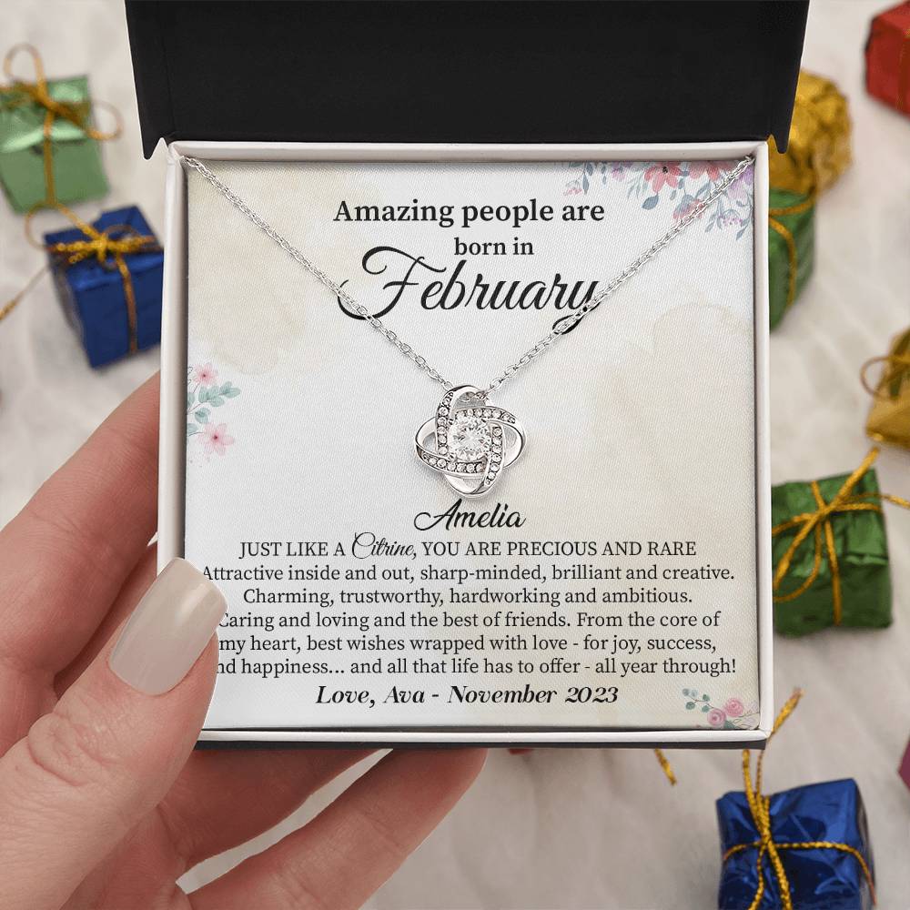 February Birthday Necklace Gift for Her – Citrine Quote Card