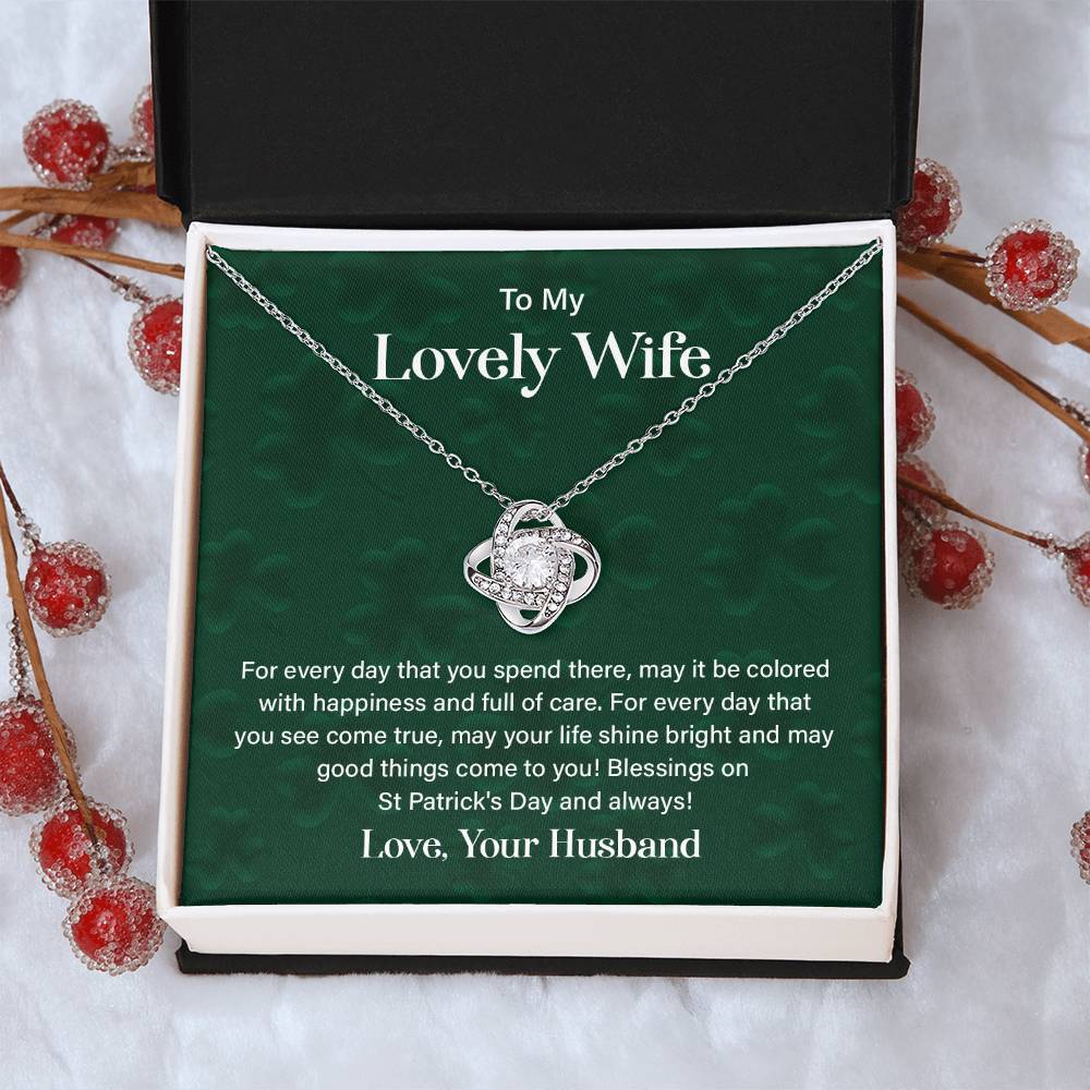 Wife St. Patrick's Day Necklace Gift Box & Card