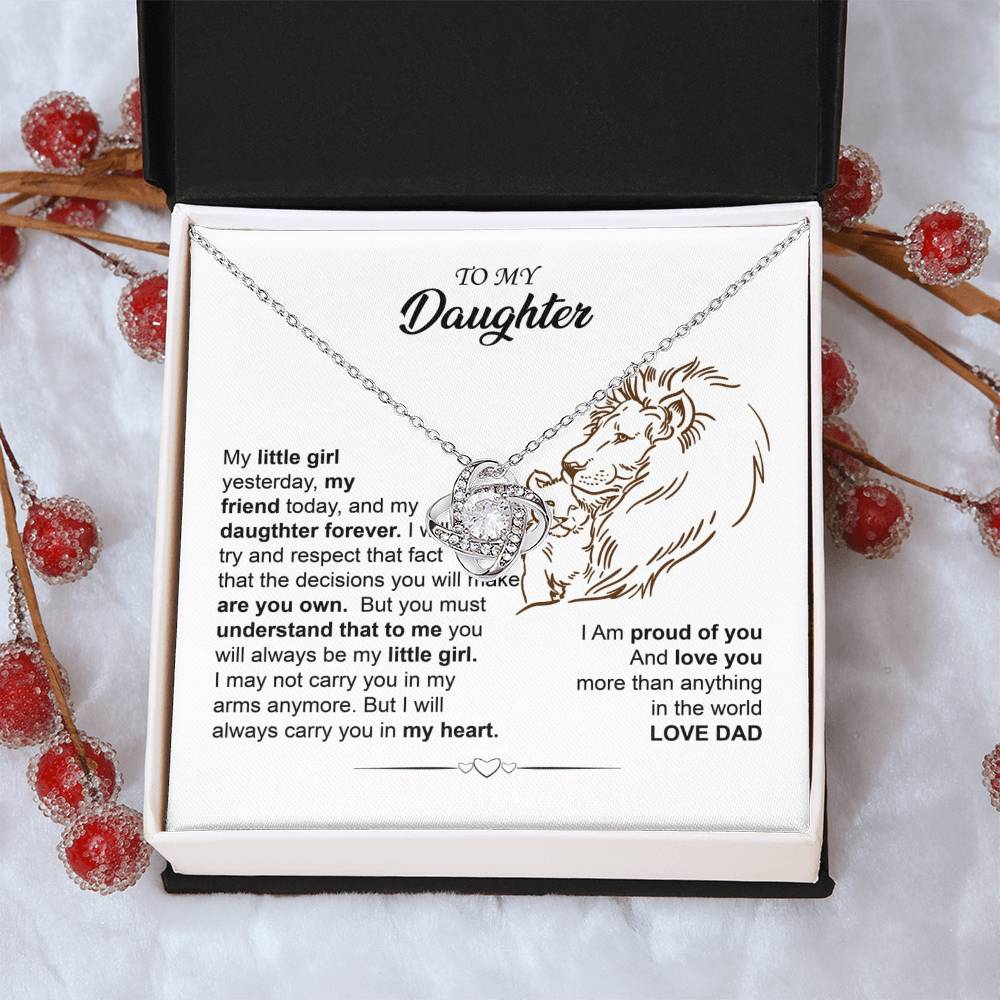 Dad to Daughter Lion Heart Necklace Gift