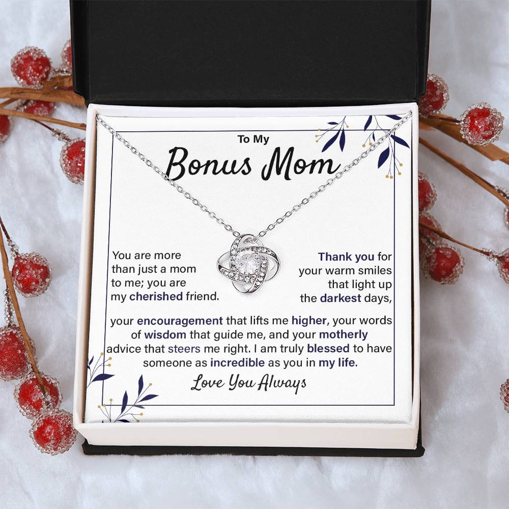 Bonus Mom Necklace Gift from Daughter with Card