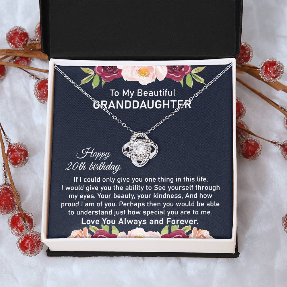 20th Birthday Necklace for Granddaughter With Message Card