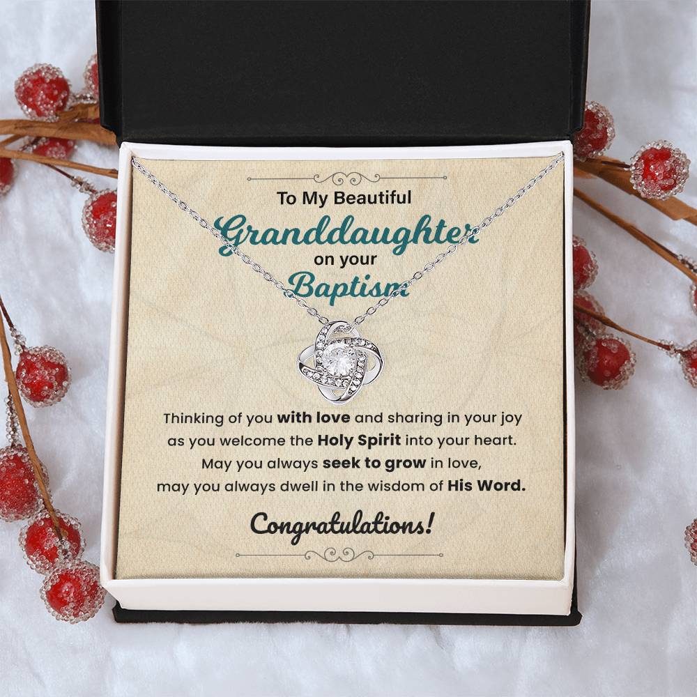 Baptism Necklace Gift For Granddaughter With Message Card