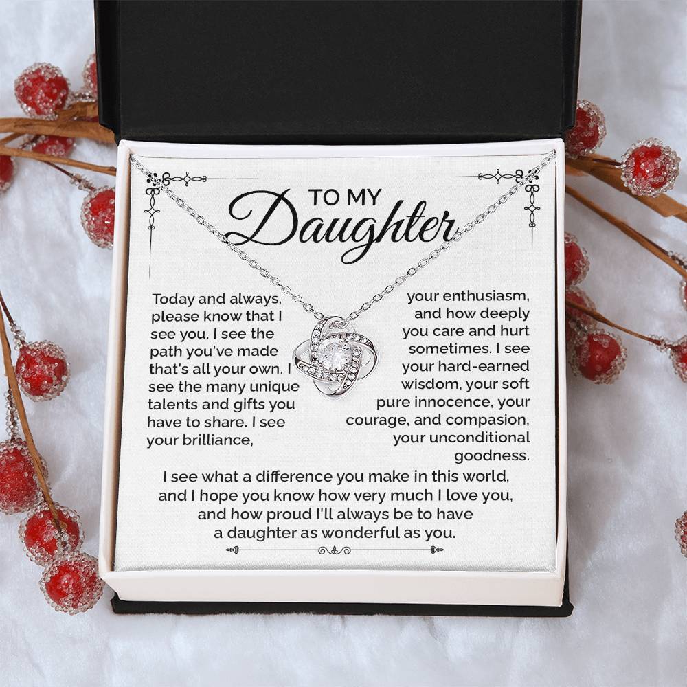 Daughter Gift Necklace with Heartfelt Message of Love