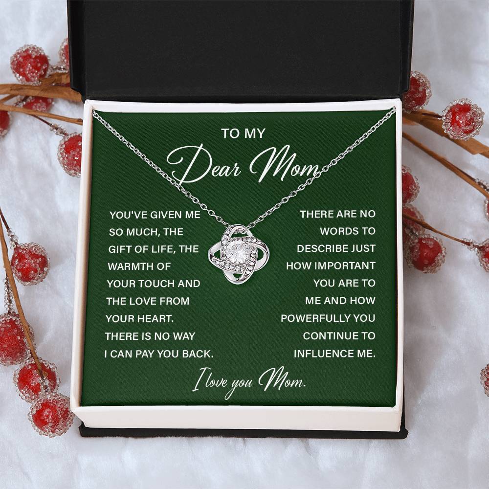 I Love You Mom Necklace with Emotional Gift Note
