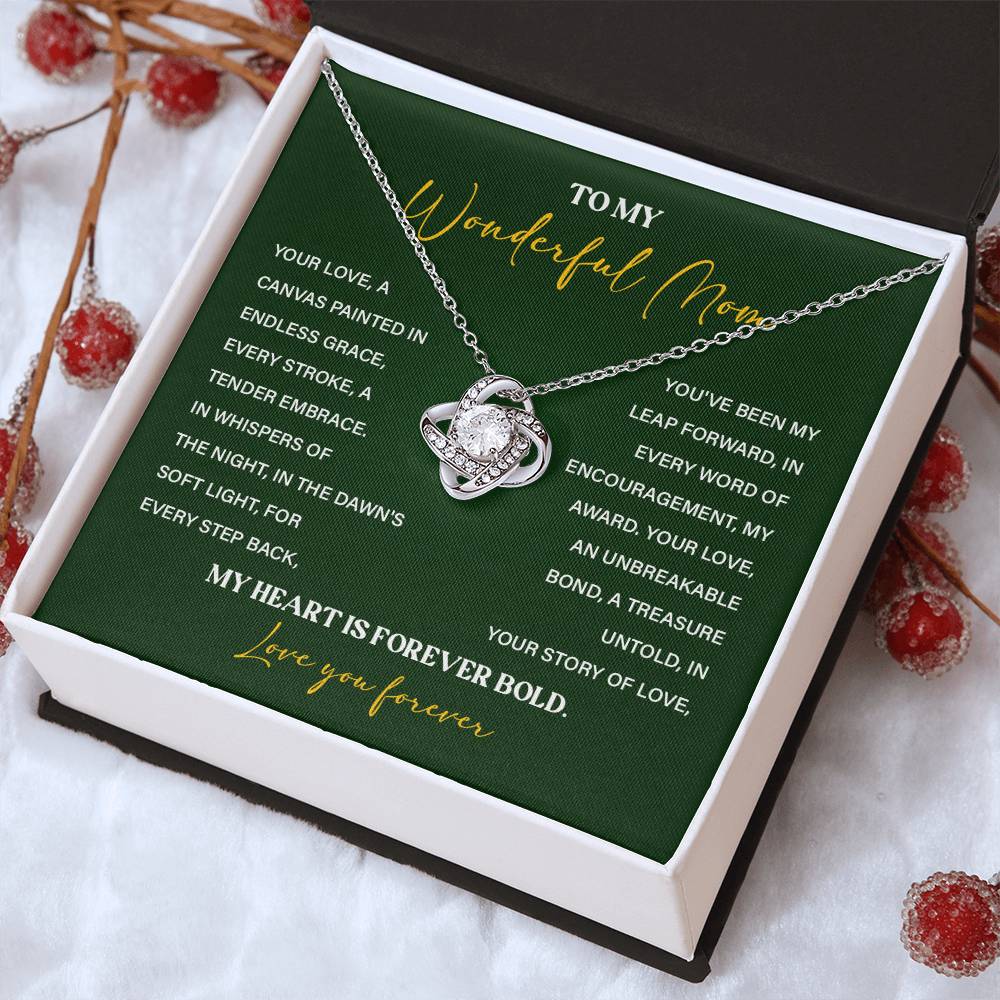 To My Wonderful Mom Necklace with Message Card Gift Box